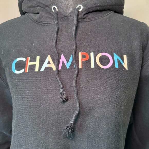 Champion Reverse Weave Candid Black Crop Hoodie Size XS - Picture 2 of 7